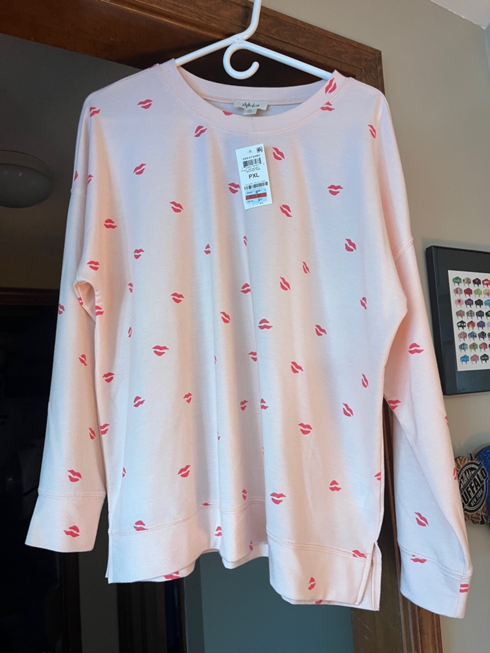 Style & Co Pink Kiss-Print lightweight Sweatshirt